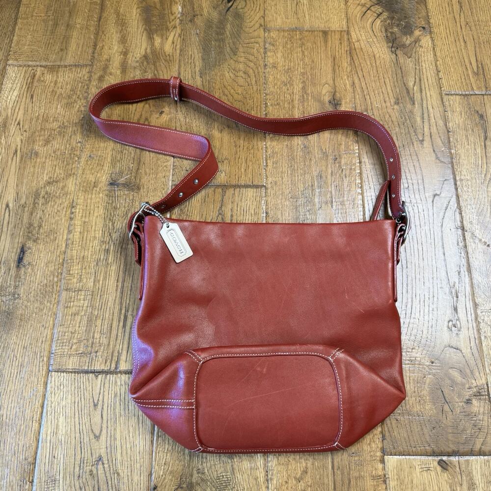 Vintage Authentic Coach 9058 Legacy Hobo Leather Shoulder Bag Red Purse - Picture 4 of 6